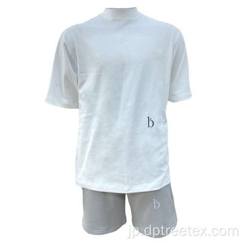 男性刺繍半袖Tシャツとショートパンツセット